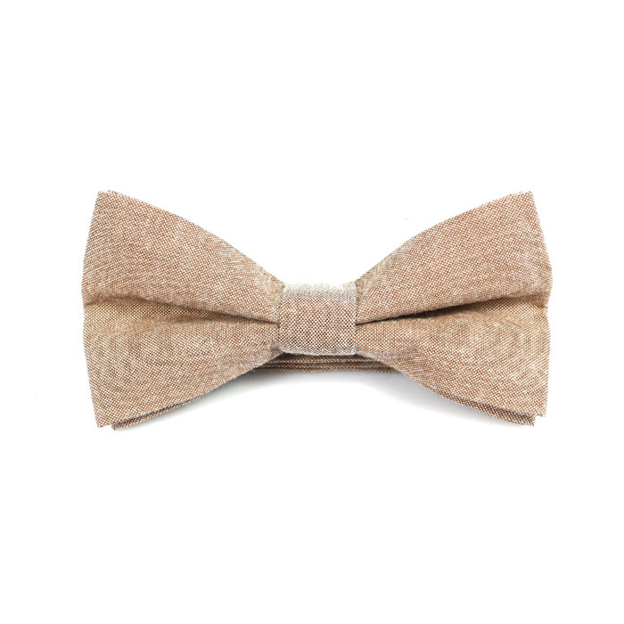 Brown Polyester Solid Butterfly Bow Tie