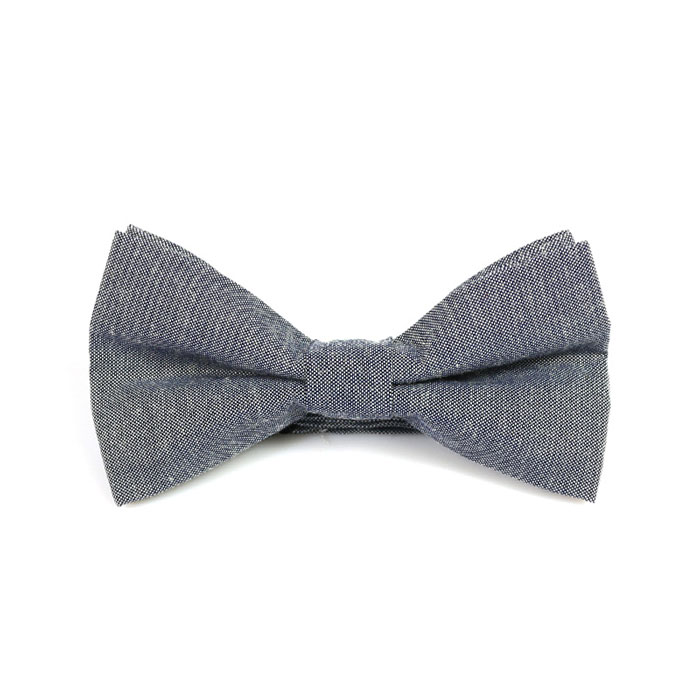 Gray Polyester Solid Butterfly Bow Tie