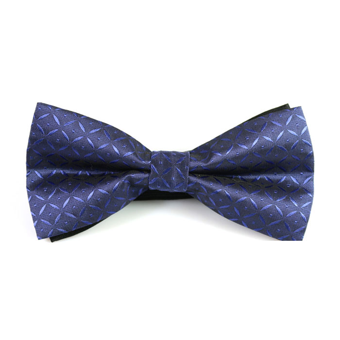 Blue Polyester Solid Butterfly Bow Tie