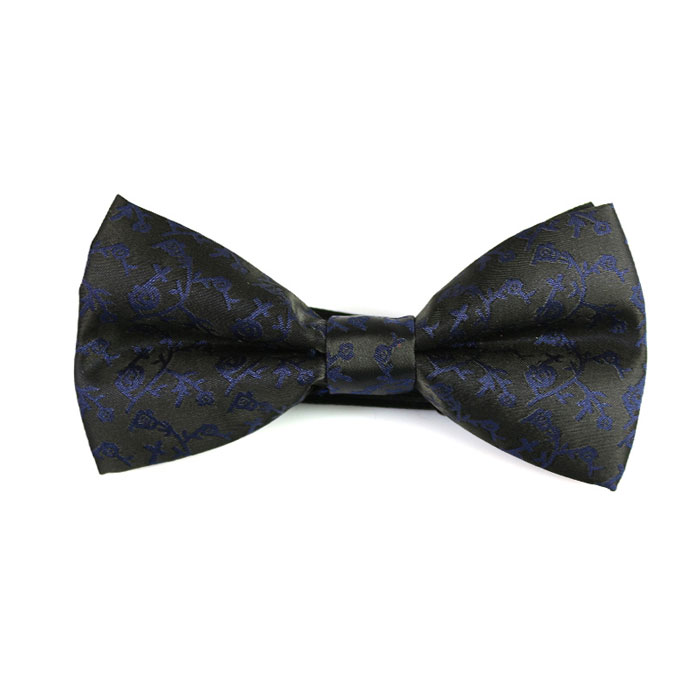 Black and Purple Iris Polyester Plaid Butterfly Bow Tie