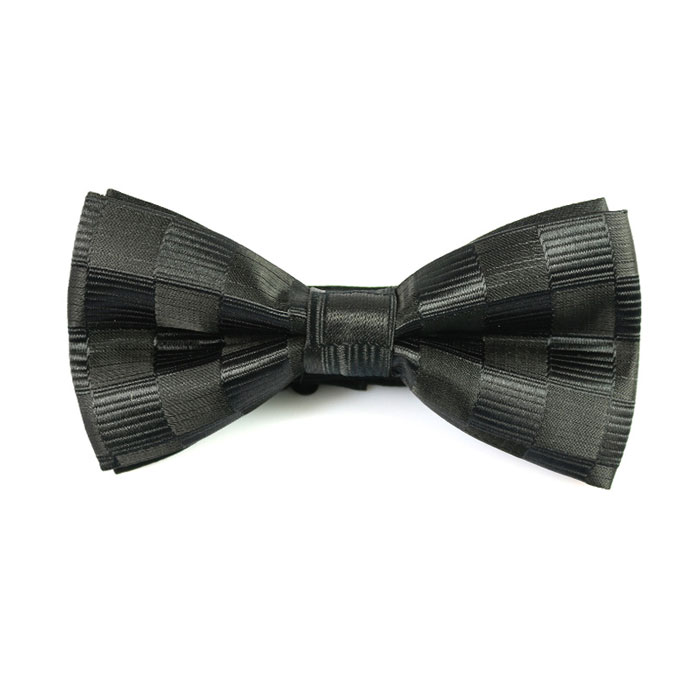 Dark Slate Grey Polyester Striped Butterfly Bow Tie