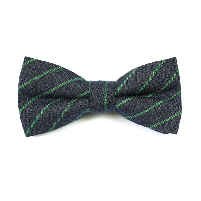 Green Apple and Black Cotton Striped Butterfly Bow Tie