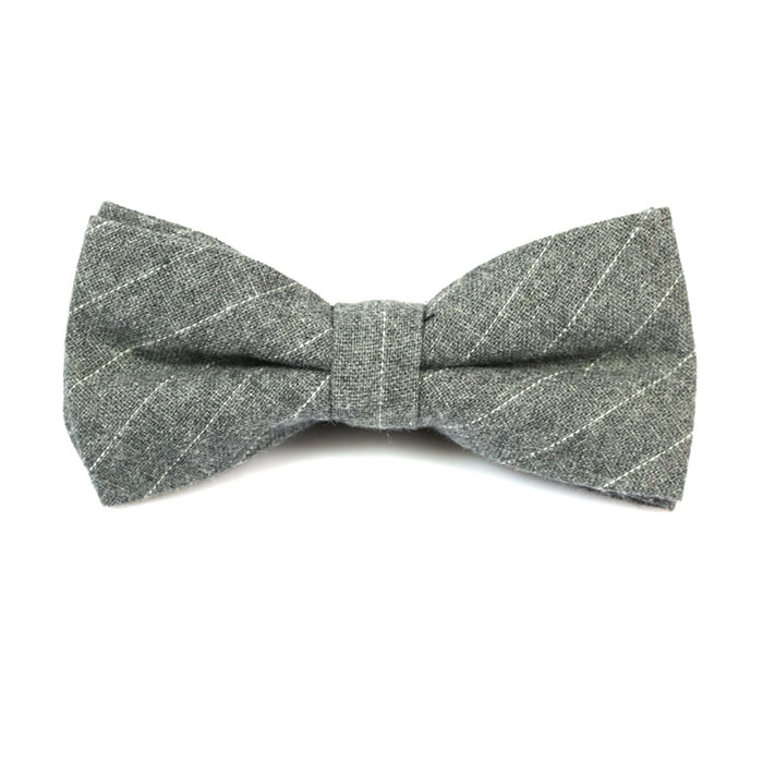 Gray Cloud and SeaShell Cotton Solid Butterfly Bow Tie