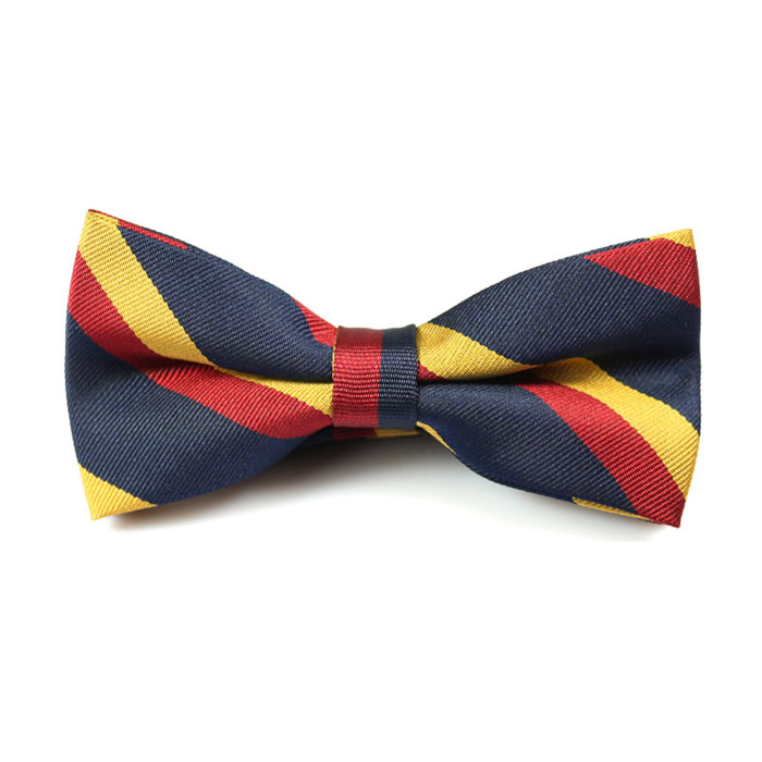 Midnight Blue and Chilli Pepper Polyester Striped Butterfly Bow Tie