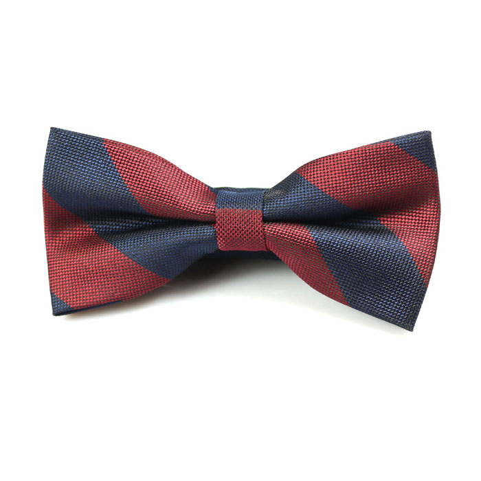 Midnight Polyester Striped Butterfly Bow Tie