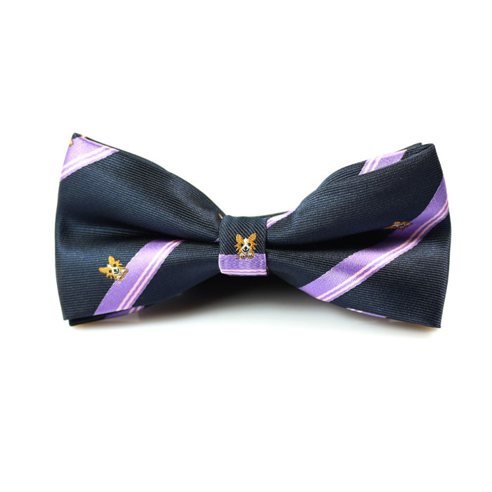 Night and Purple Daffodil Polyester Striped Butterfly Bow Tie