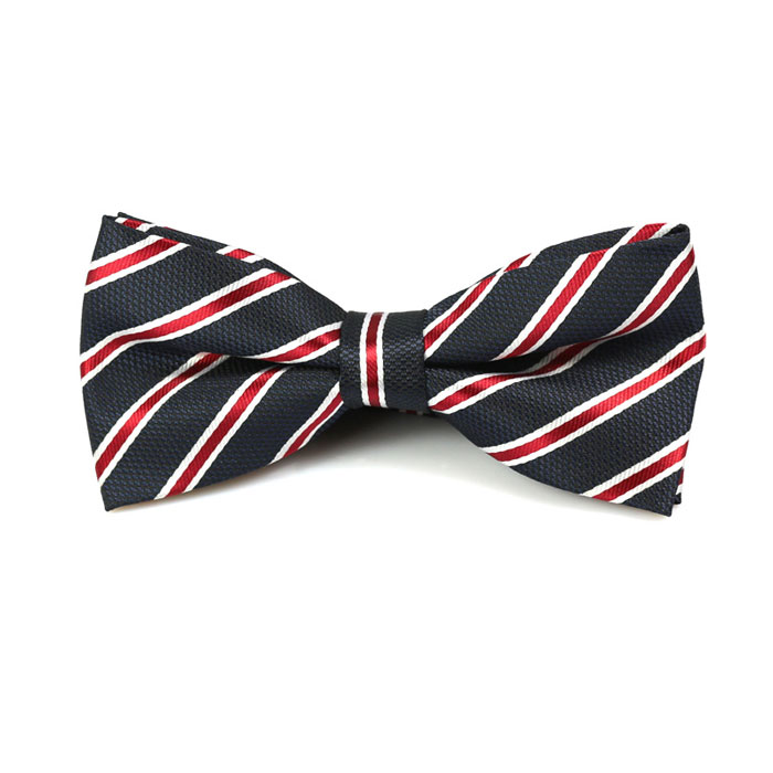Night and Red Polyester Striped Butterfly Bow Tie