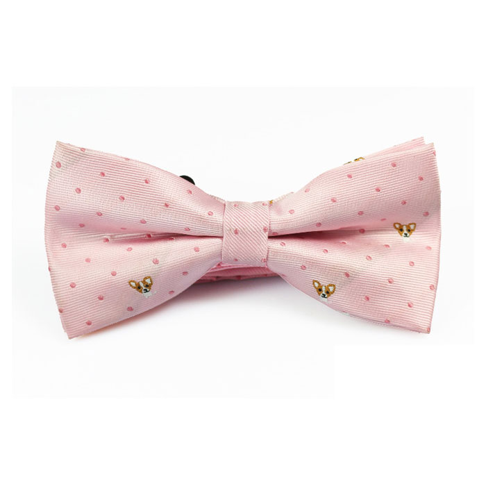 Misty Rose, Brown and Saffron Polyester Polka Dot Butterfly Bow Tie
