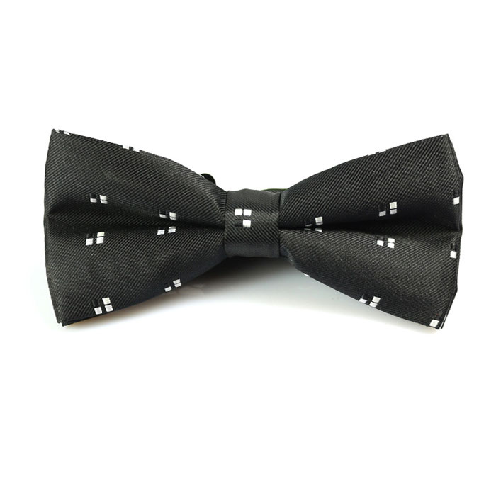 Black and White Polyester Polka Dot Butterfly Bow Tie