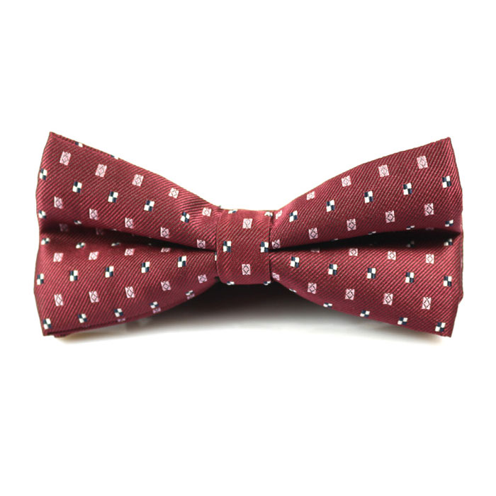 Red and White Polyester Polka Dot Butterfly Bow Tie