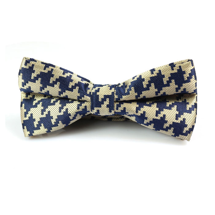 Midnight Blue and Sun Yellow Polyester Checkered Butterfly Bow Tie