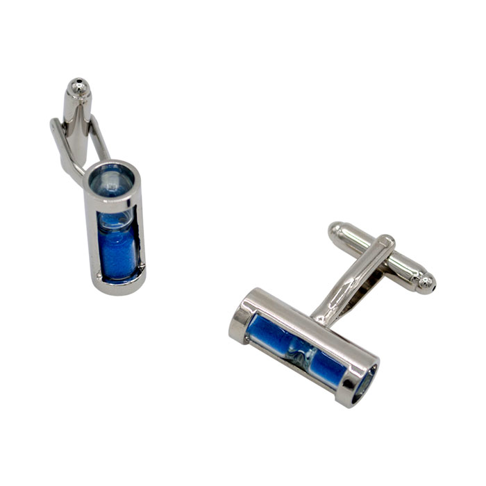 Blue Crystal Hourglass Silver Cufflinks