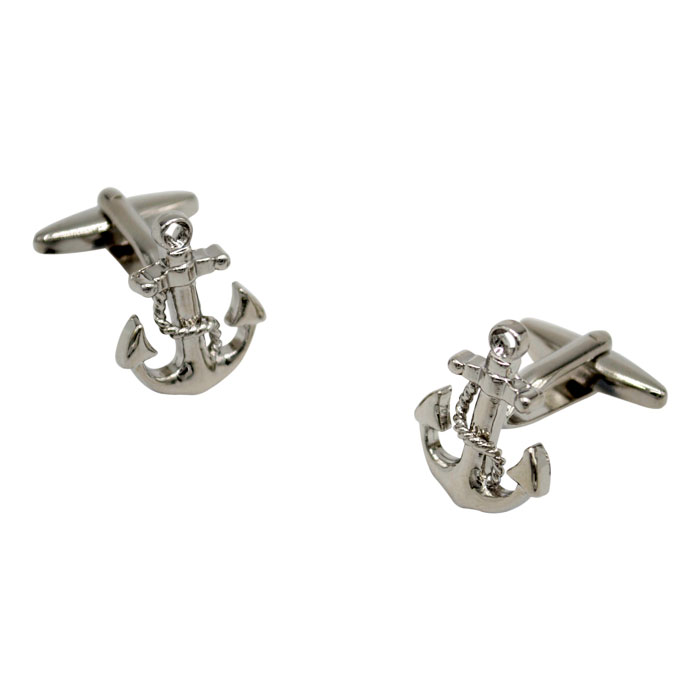 Silver Soild Anchor Cufflinks