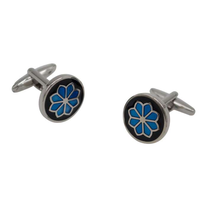 Blue Floral Brilliance Black Cufflinks