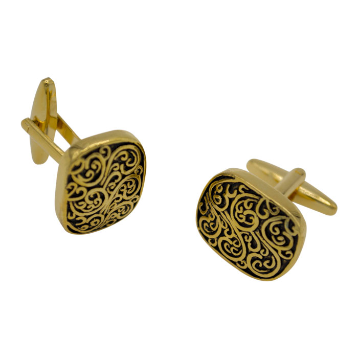 Black Carved Gold Cufflinks