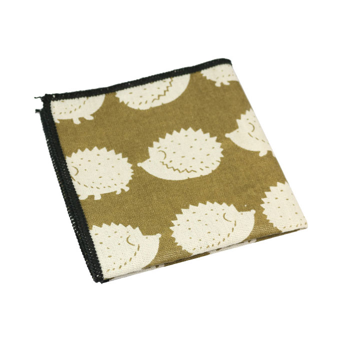 Venom Green, SeaShell and Black Cotton-Linen Blend Novelty Pocket Square