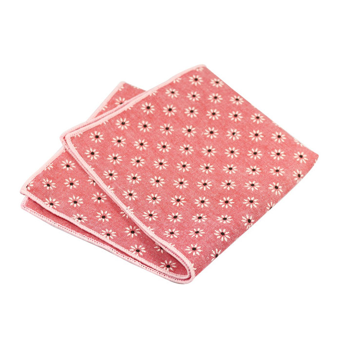 Pink and SeaShell Cotton Floral Pocket Square