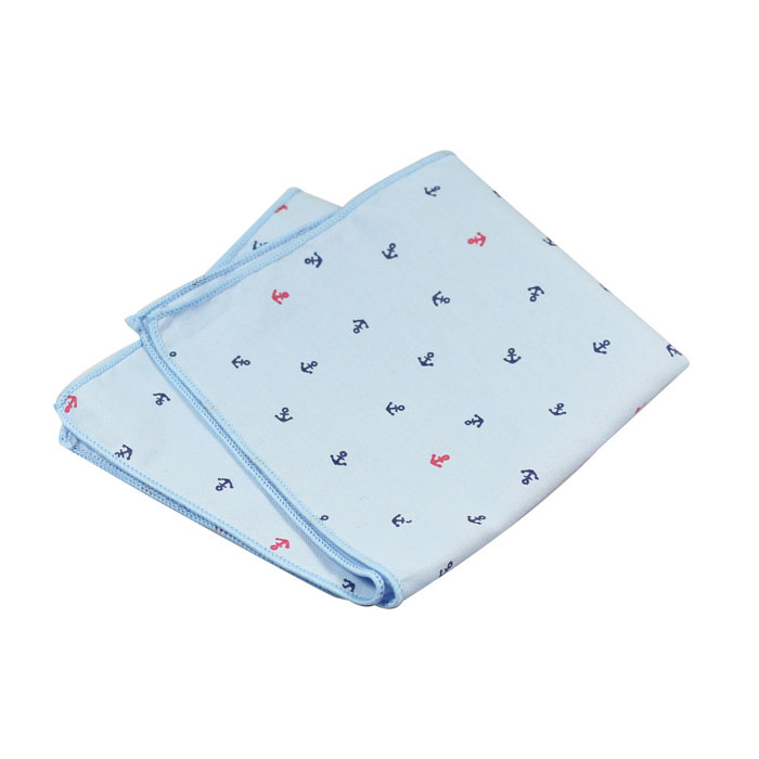 Coral Blue and Shocking Orange Cotton Novelty Pocket Square