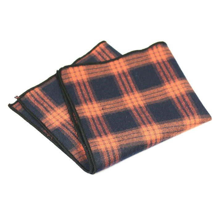 Red Fox and Oil Cotton Plaid Pocket Square