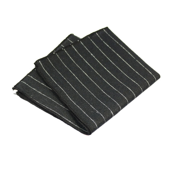 Black and White Cotton Striped Pocket Square