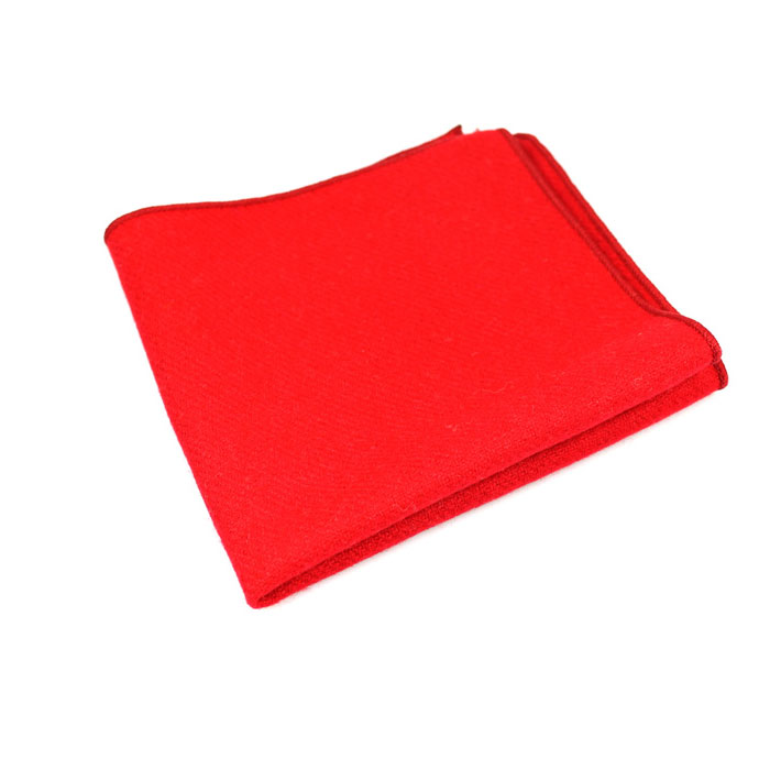 Red Cotton Solid Pocket Square