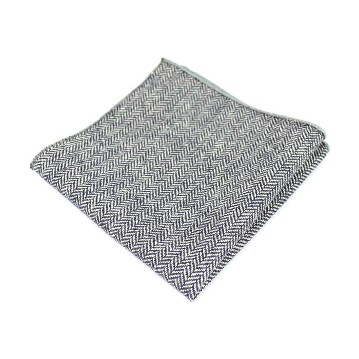Platinum and Gray Dolphin Cotton Solid Pocket Square