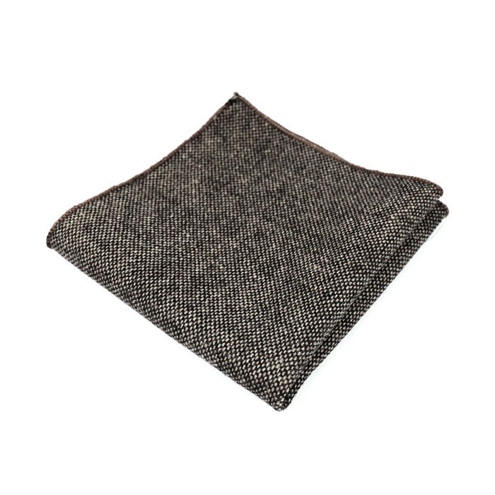Brown Cotton Solid Pocket Square