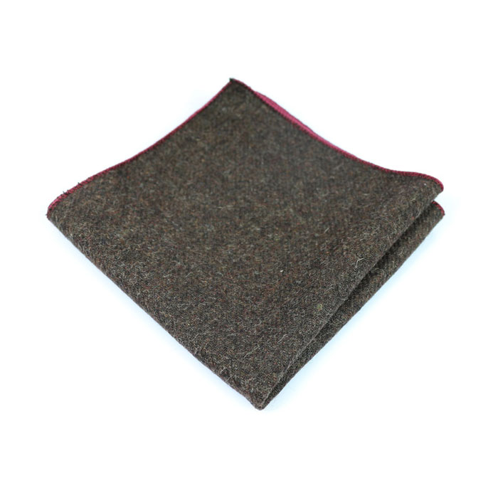 Brown and Gray Cotton Solid Pocket Square