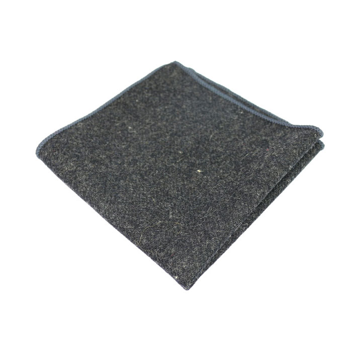 Gray Cotton Solid Pocket Square