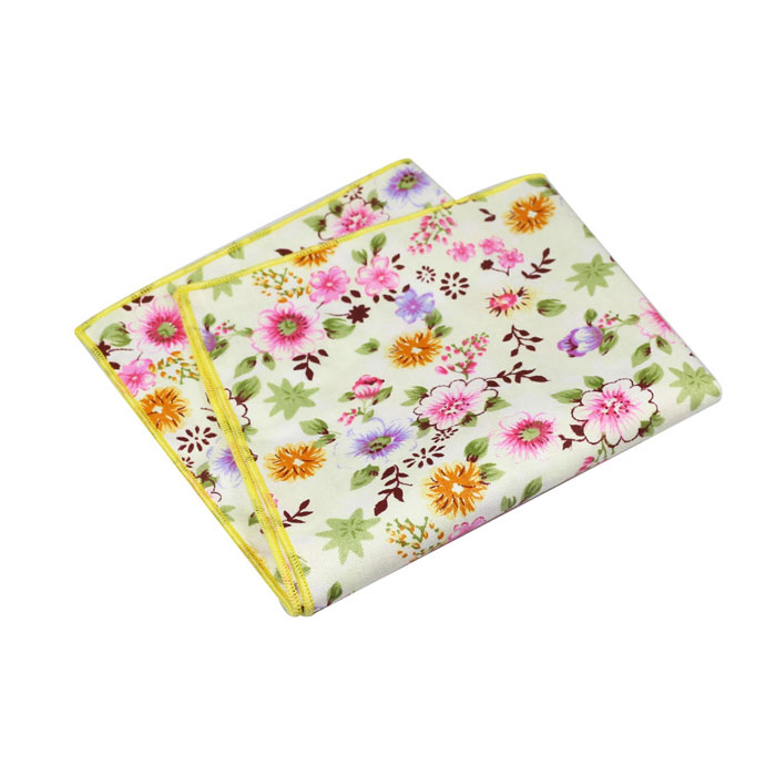SeaShell and Hot Pink Cotton Floral Pocket Square