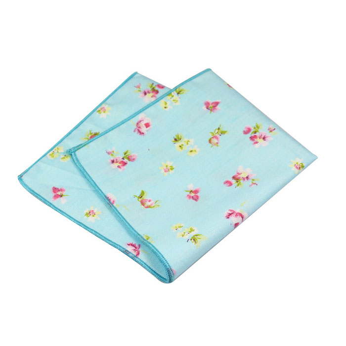 Jellyfish, Hot Pink, Mocha and SeaShell Cotton Floral Pocket Square