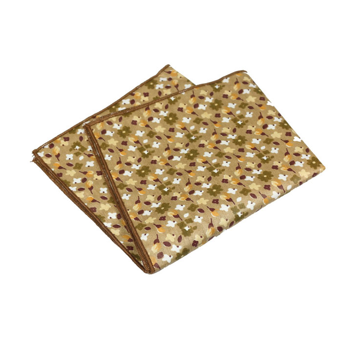 Mahogany, Platinum and Sedona Cotton Floral Pocket Square
