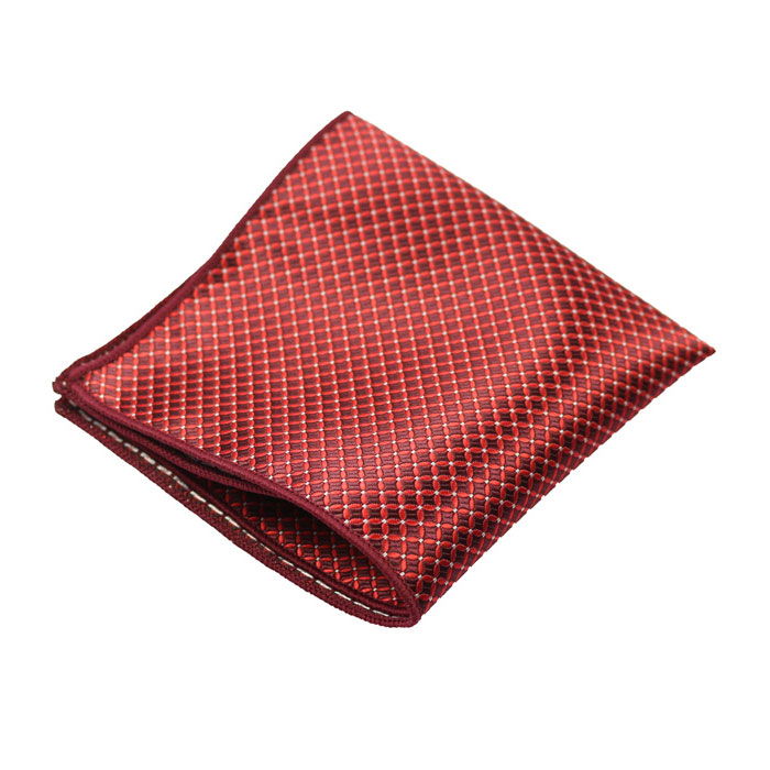 Red Wine and Shocking Orange Polyester Solid Pocket Square