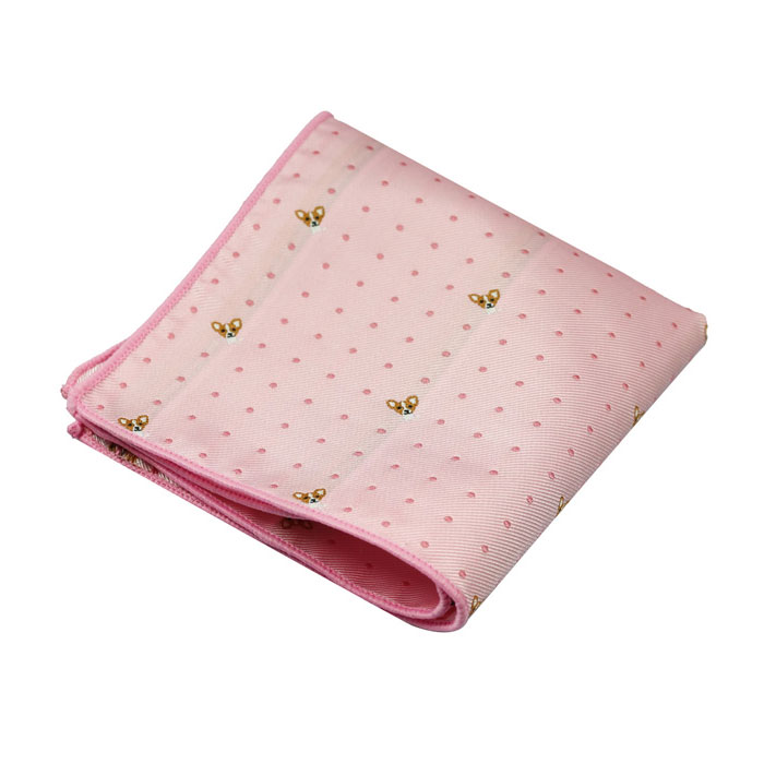 Hot Pink and Champagne Polyester Polka Dot Pocket Square