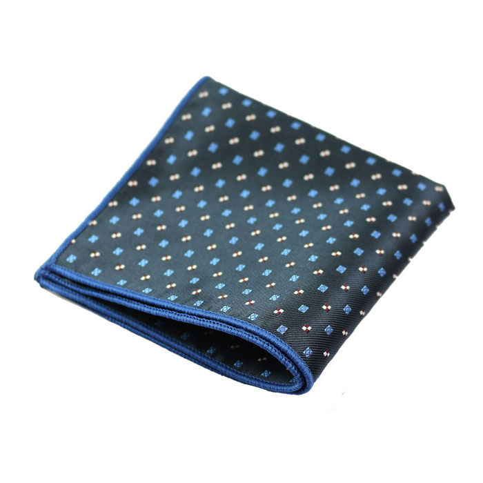Blueberry Blue, Mahogany and Black Polyester Polka Dot Pocket Square