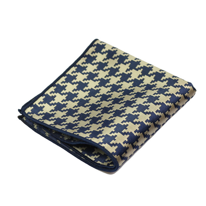 Blue Jay and Lemon Chiffon Polyester Checkered Pocket Square