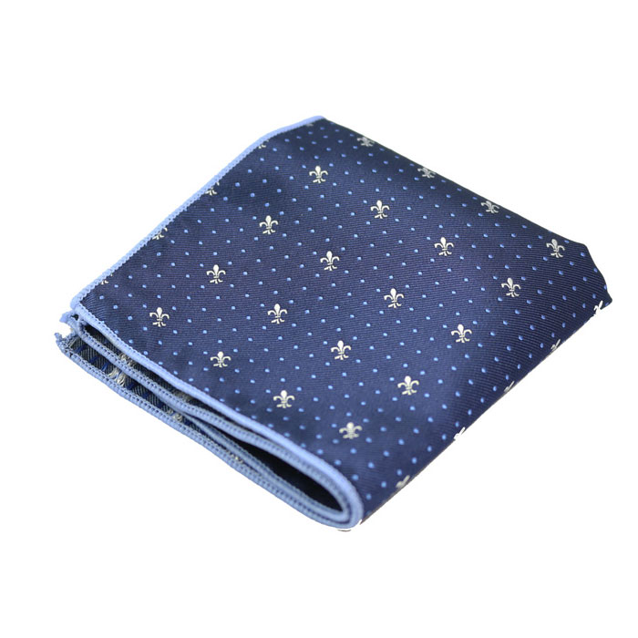 Midnight Blue and SeaShell Polyester Novelty Pocket Square