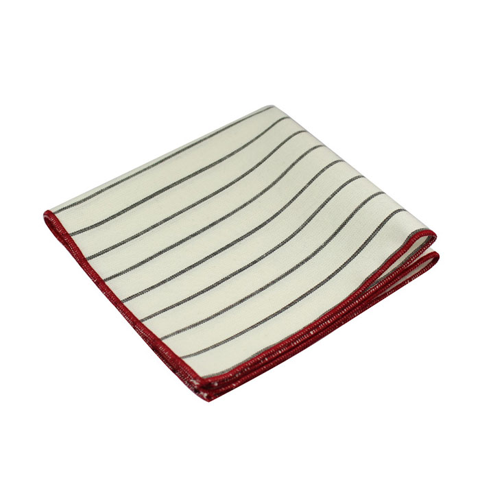 SeaShell and Gunmetal Polyester Striped Pocket Square