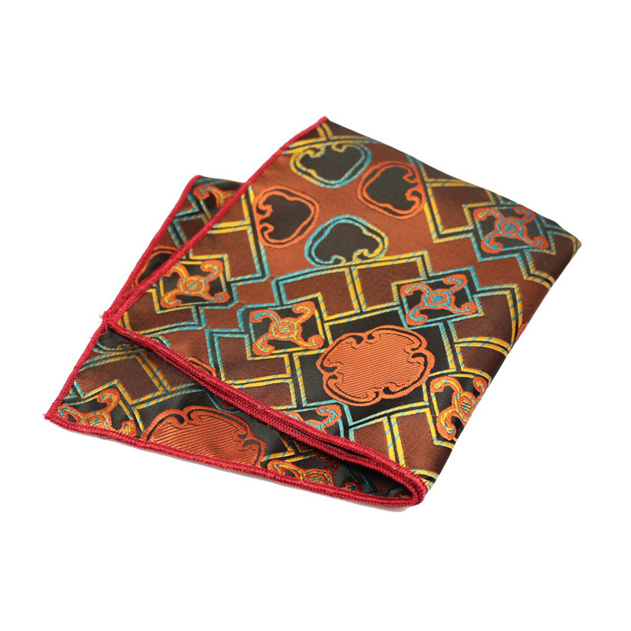 Midnight, Mahogany and Tiger Orange Polyester Novelty Pocket Square