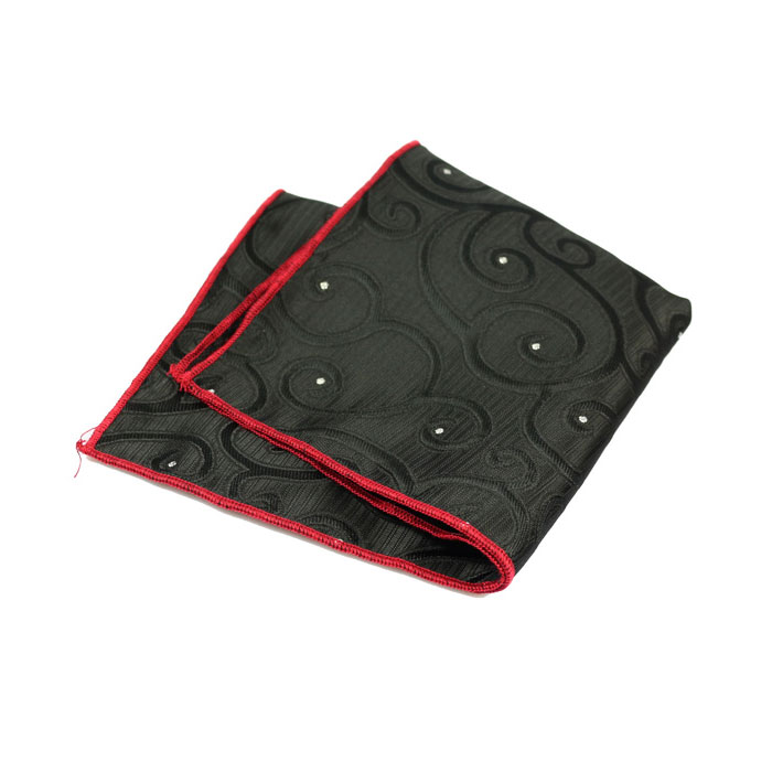 Black Polyester Paisley Pocket Square