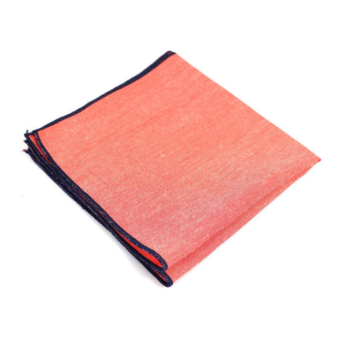 Red and Pink Cotton Solid Pocket Square