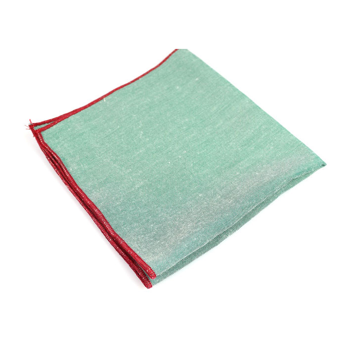 Green Cotton Solid Pocket Square