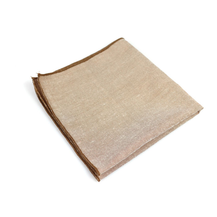 Brown Cotton Solid Pocket Square