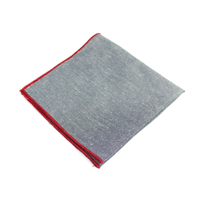 Gray Cotton Solid Pocket Square
