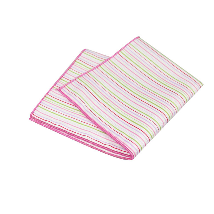 Light Pink and White Cotton Striped Pocket Square