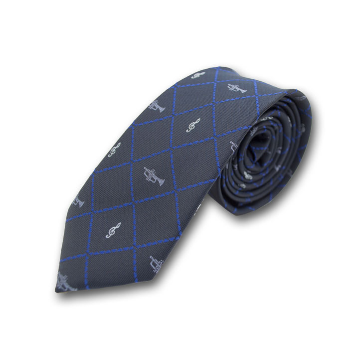 6cm Midnight Blue and White Polyester Novelty Skinny Tie