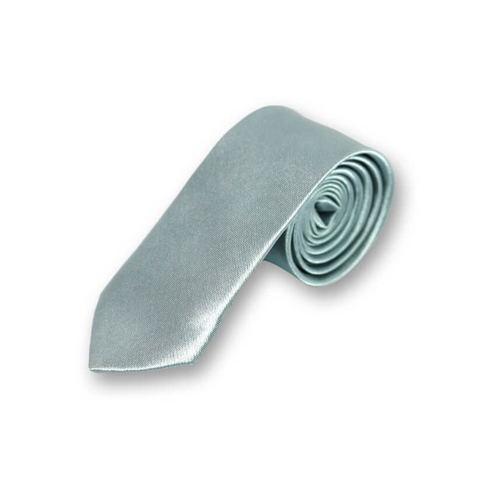 5cm Silver and Blue Gray Polyester Solid Skinny Tie
