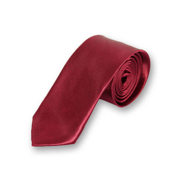 5cm Burgundy Polyester Solid Skinny Tie