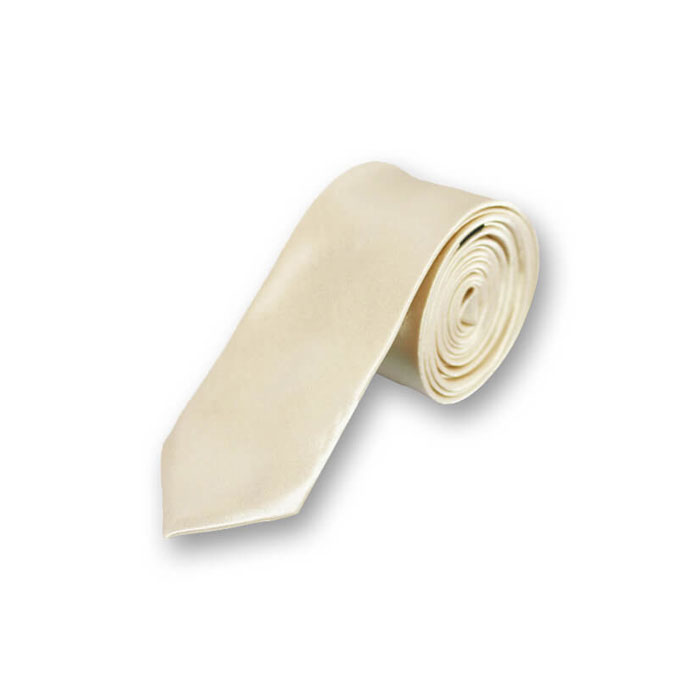 5cm White Polyester Solid Skinny Tie