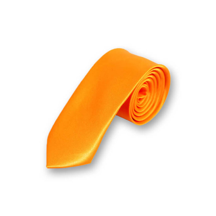 5cm Mango Orange Polyester Solid Skinny Tie